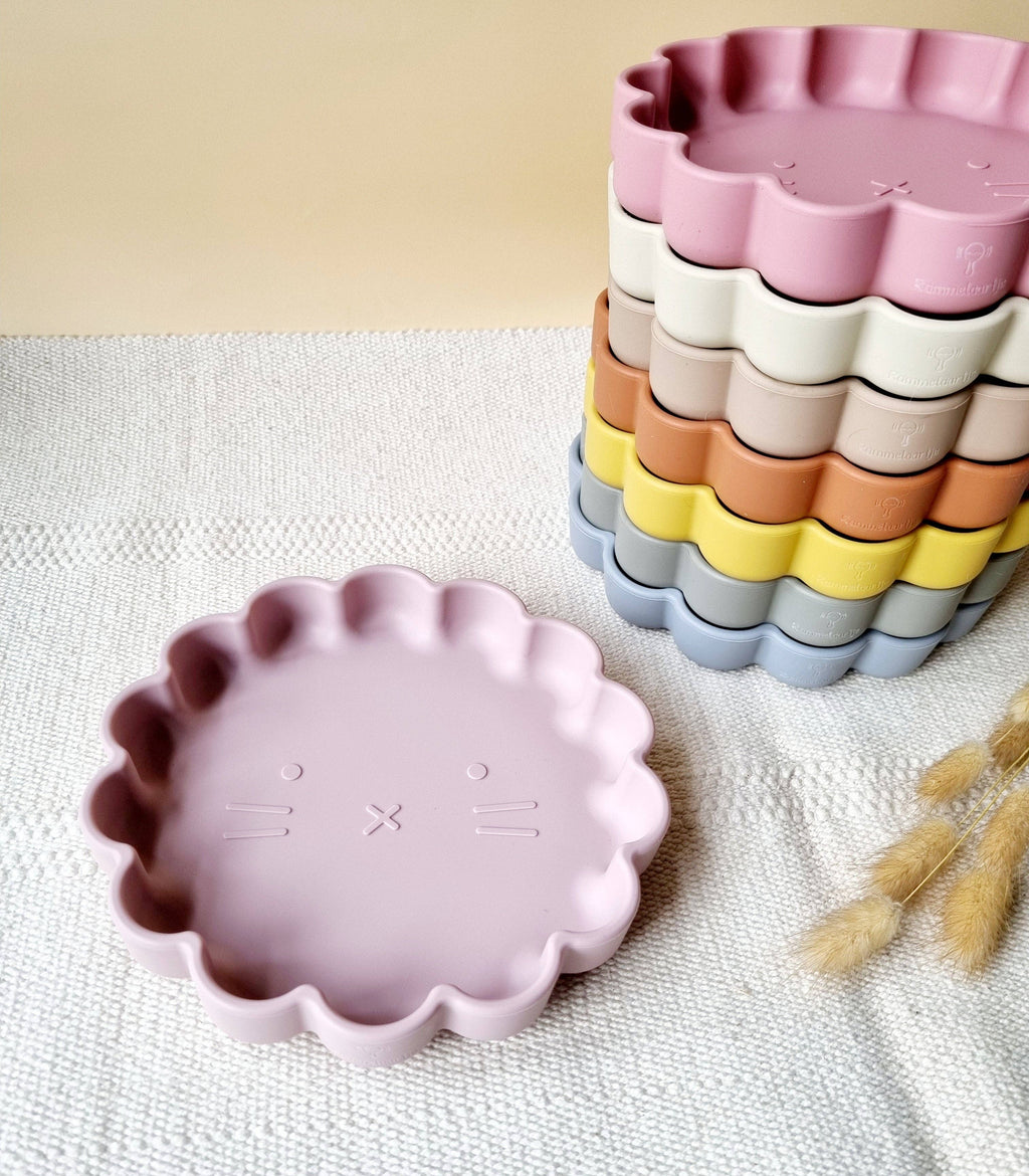 Assiette en silicone Lion - Rose doux