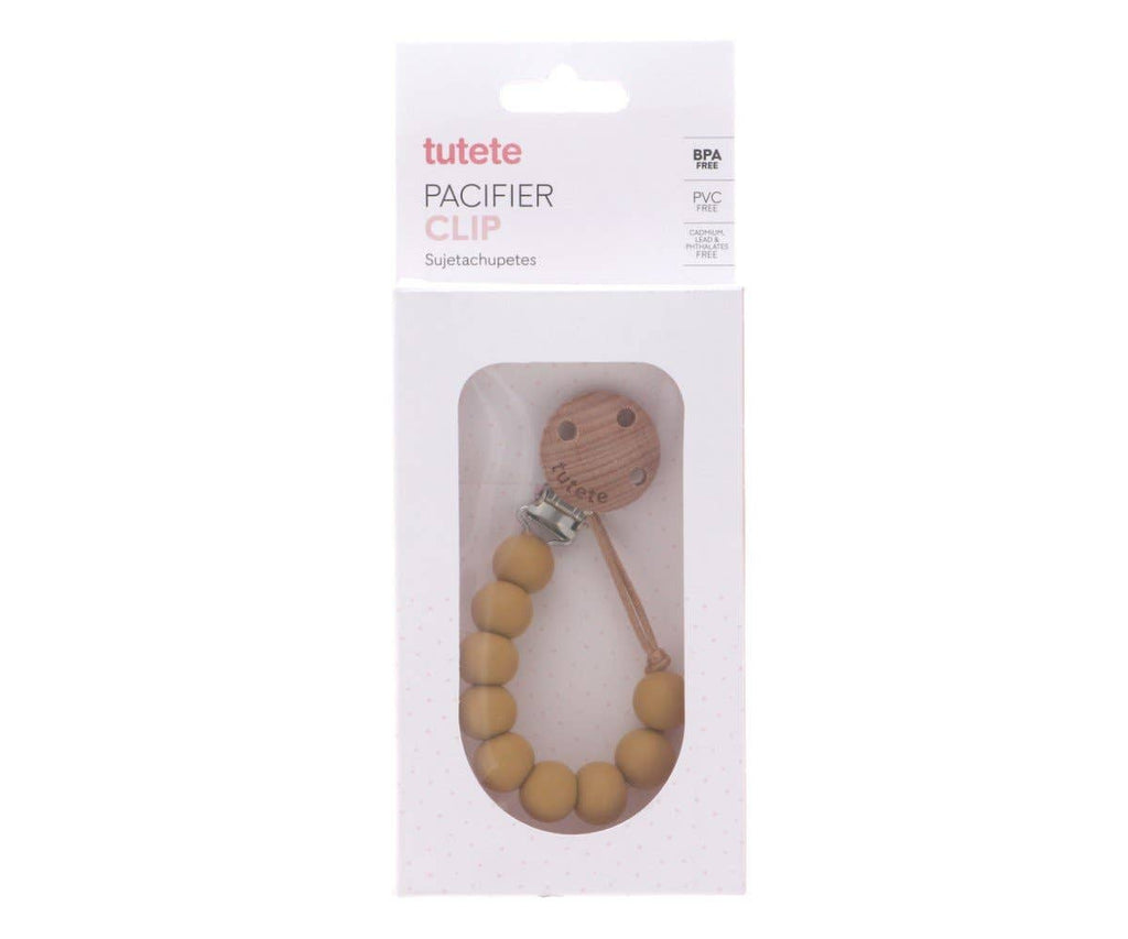 Attache-sucette en silicone antibactérien couleur moutarde pure