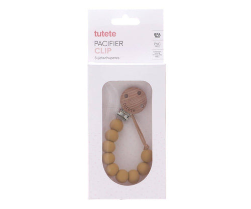 Attache-sucette en silicone antibactérien couleur moutarde pure