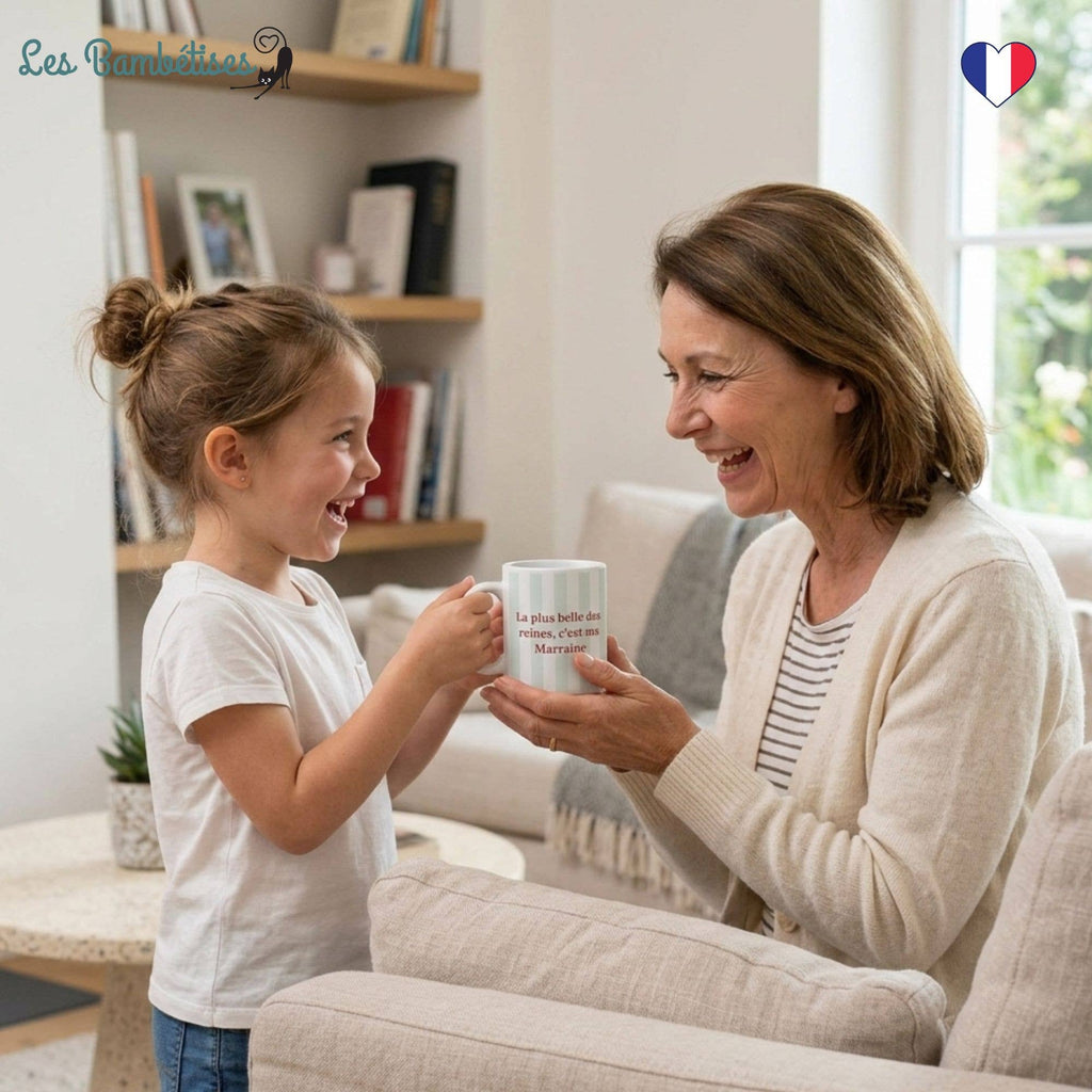 Mug Marraine Rayures Vert Sauge