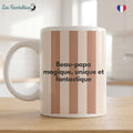 Mug « Beau-papa magique » Rayure Marron