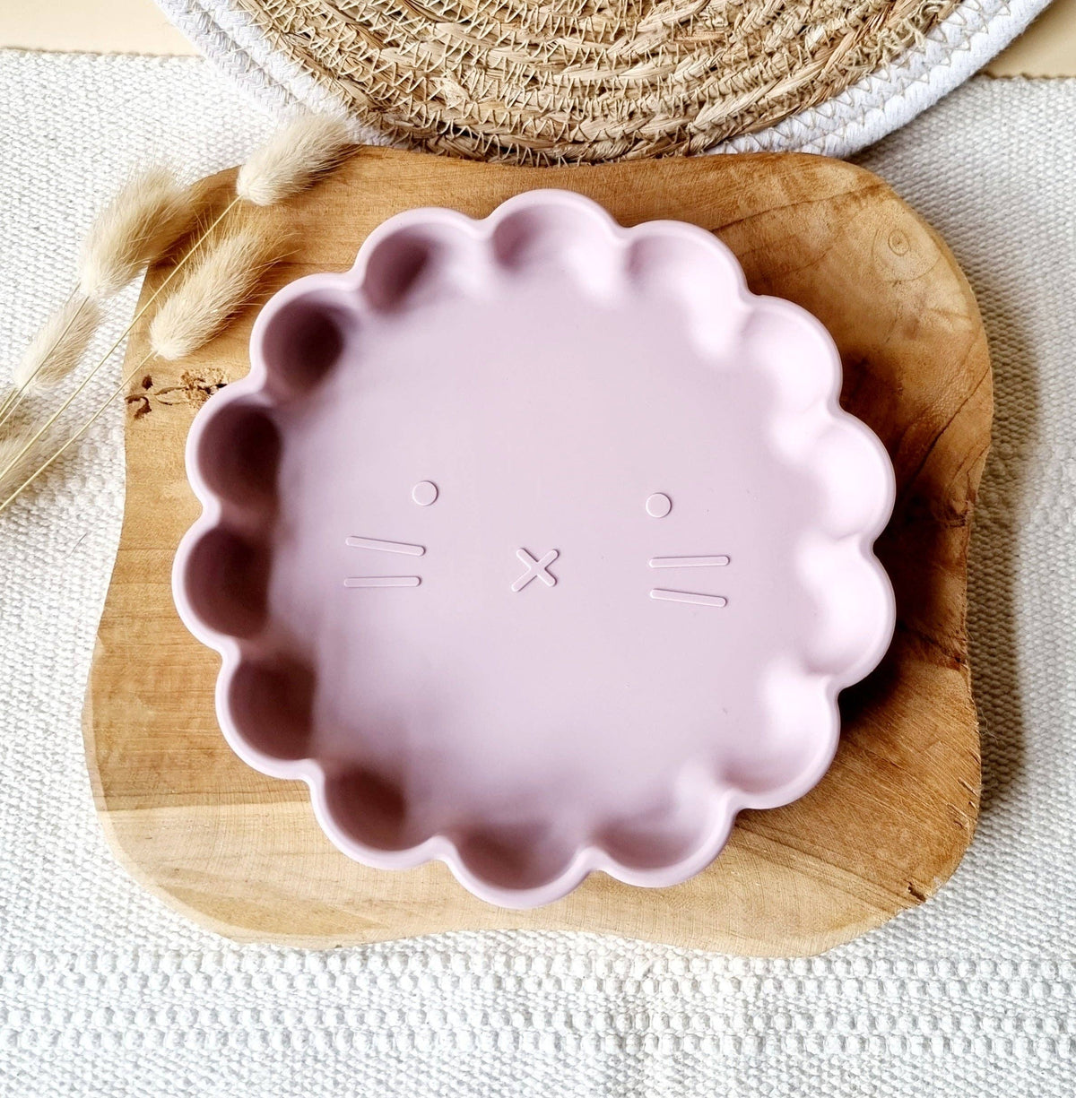 Assiette en silicone Lion - Rose doux