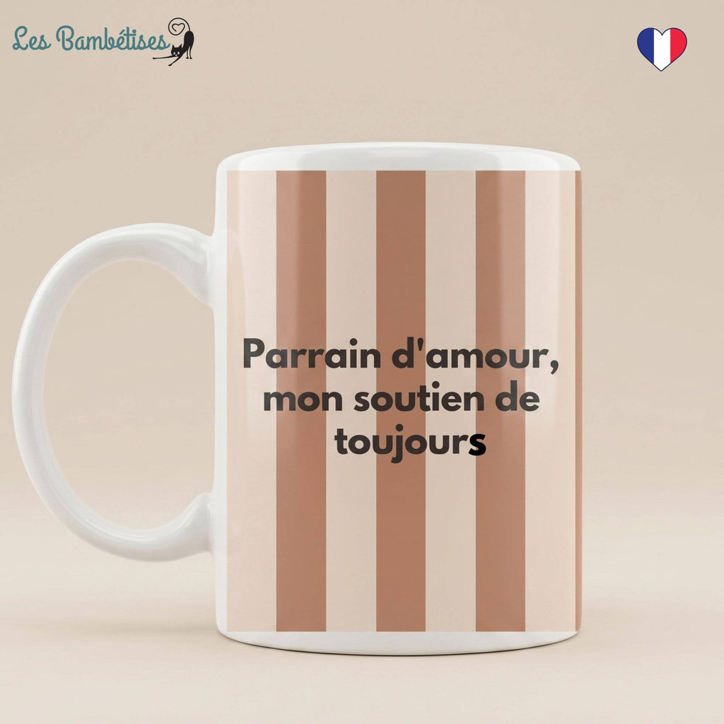 Mug Parrain d'amour Rayures Marron