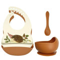 Set de bavoirs en silicone, bol avec ventouse et cuillère - Hérisson