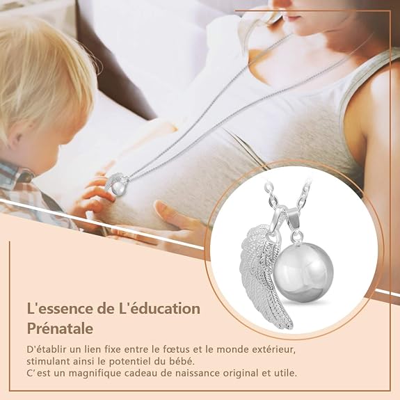 Bola argenté avec breloque aile d'ange
