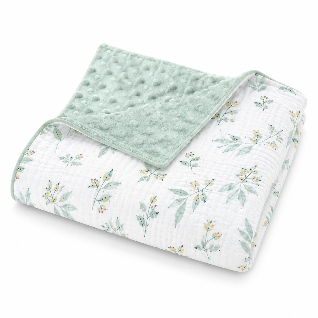 Couverture pour bébé en mousseline imprimé botanique 70 x 100 cm