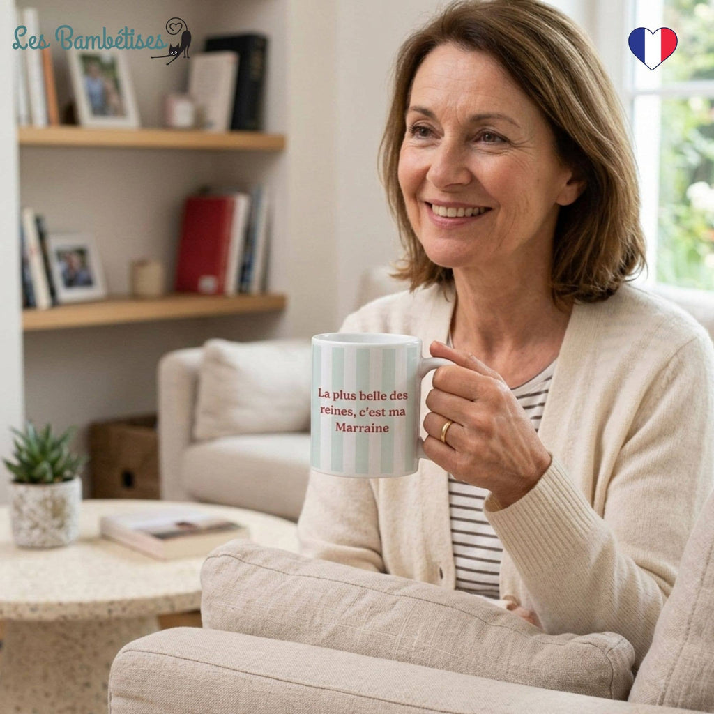 Mug Marraine Rayures Vert Sauge