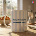 Mug Papa : « Mon héros à moi, c’est mon papa » Rayures Bleu
