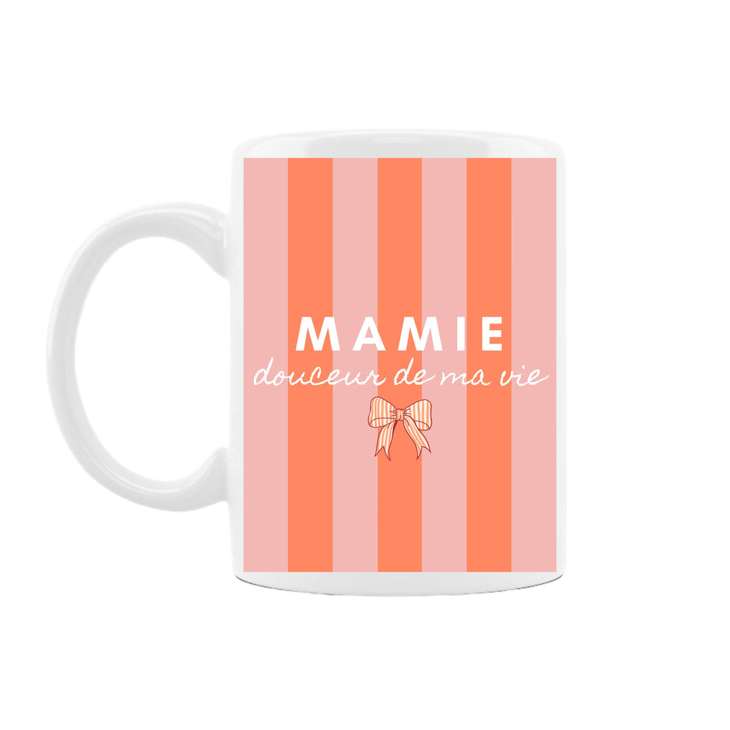 Mug Mamie Douceurs de ma vie - Rayures Pêche