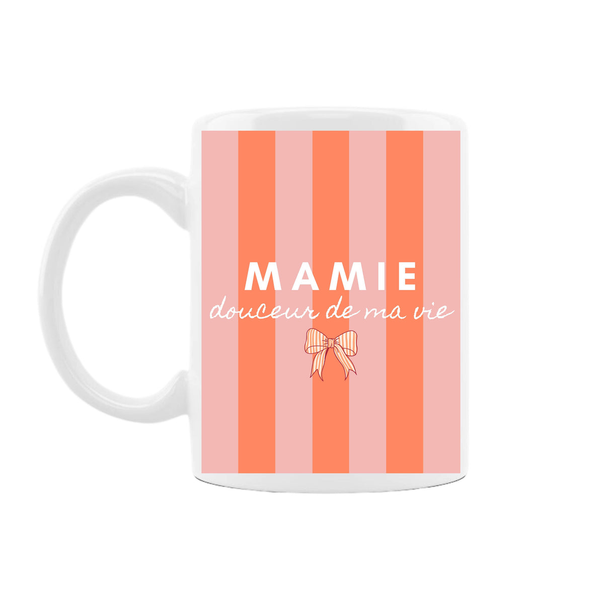 Mug Mamie Douceurs de ma vie - Rayures Pêche