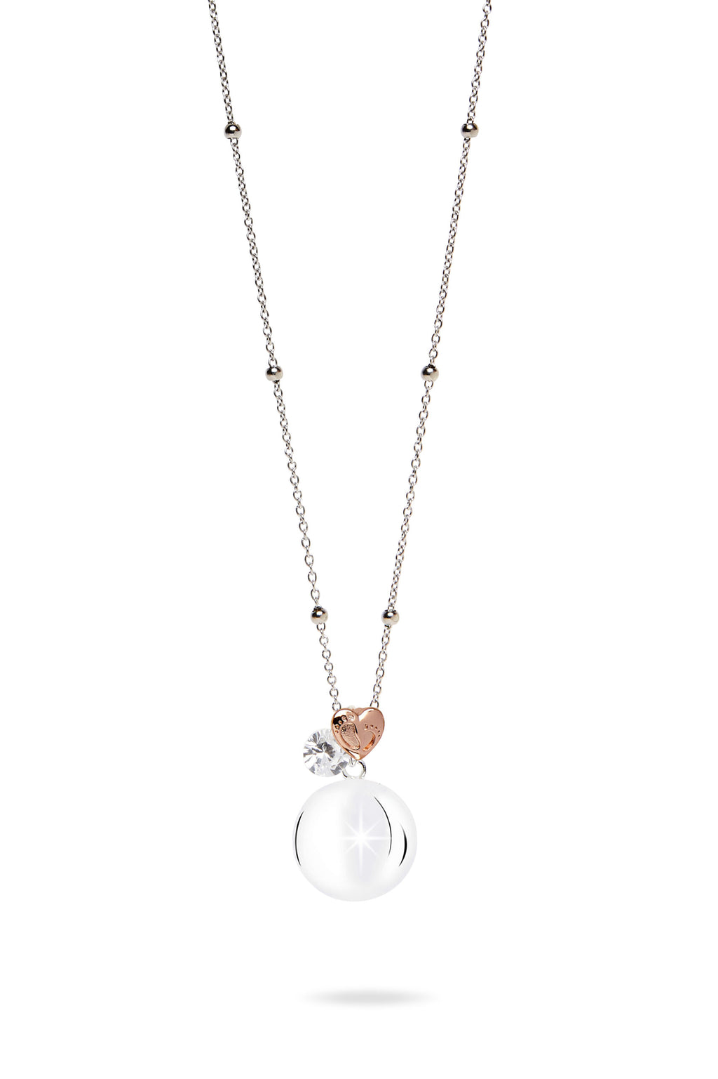 Bola mamijux Charm Cœur Or Rose avec Empreintes de Pieds de Bébé