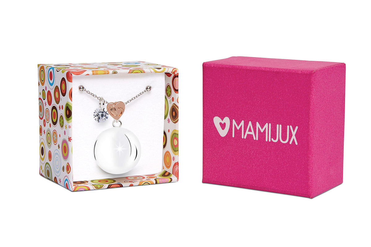 Bola mamijux Charm Cœur Or Rose avec Empreintes de Pieds de Bébé