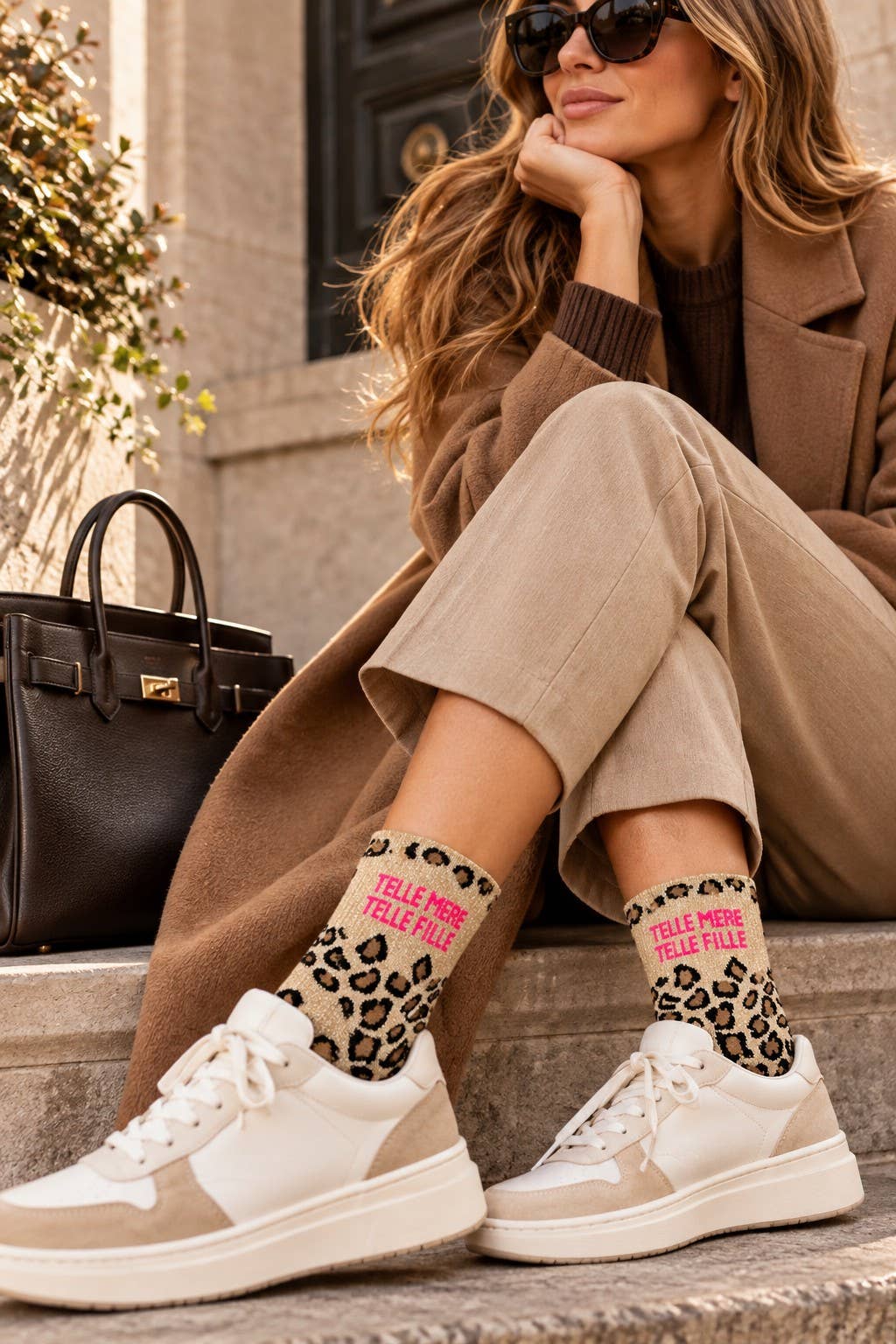 CHAUSSETTES BRILLANTES A MESSAGE POUR DAMES : TELLE MERE TELLE FILLE: Léopard