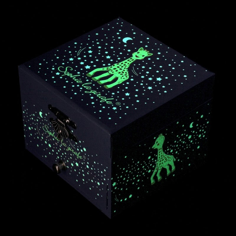 Boîte à musique cube Sophie la Girafe – phosphorescente, brille dans le noir