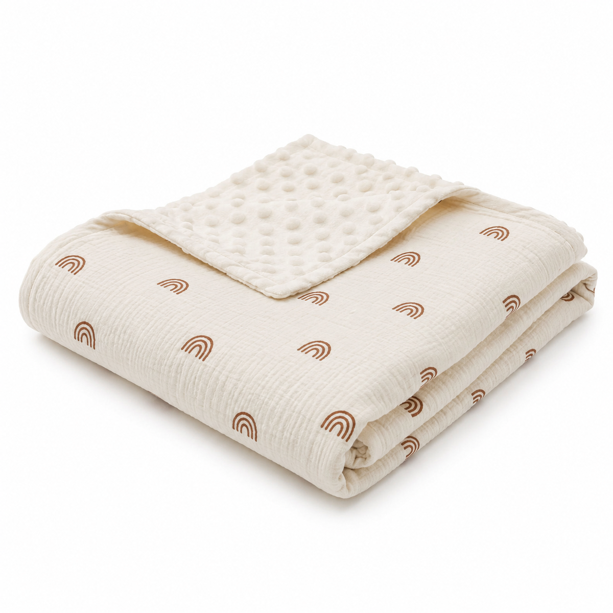 Couverture bébé hydrophile motif arc-en-ciel 70 x 100 cm