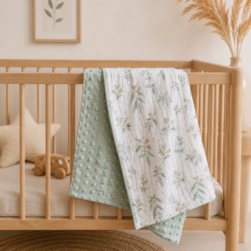 Couverture pour bébé en mousseline imprimé botanique 70 x 100 cm