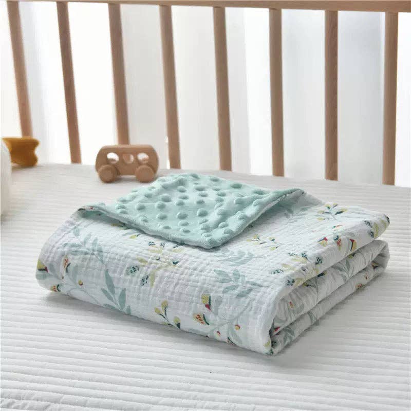 Couverture pour bébé en mousseline imprimé botanique 70 x 100 cm