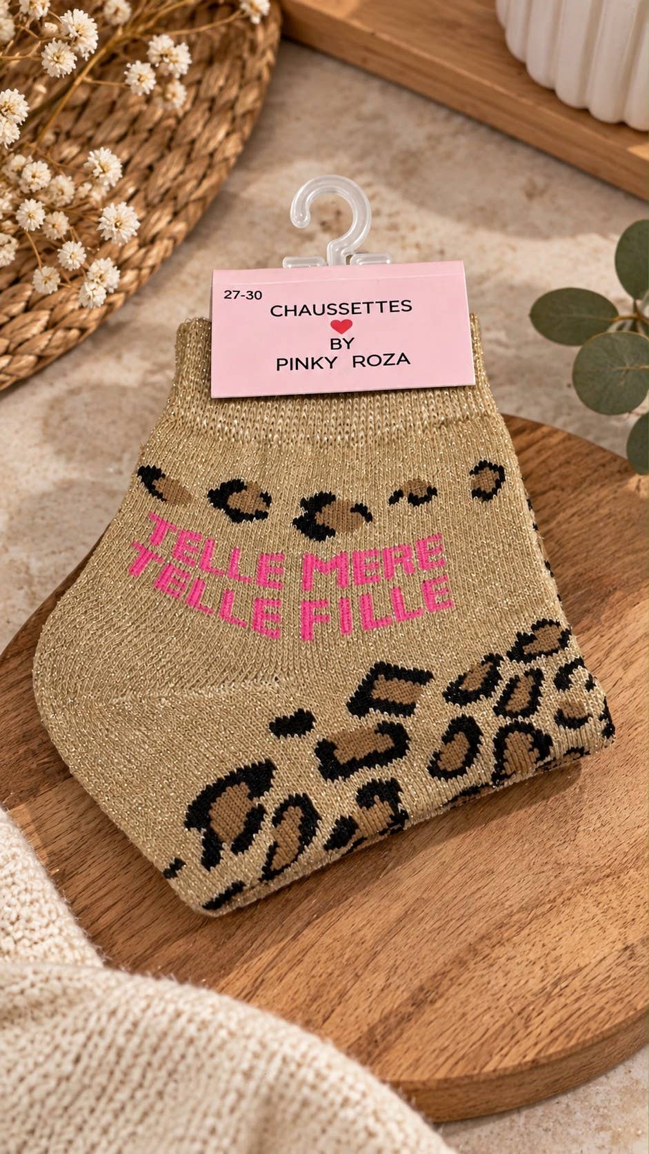 Chaussettes filles brillantes à message : TELLE MERE TELLE FILLE / 23-26